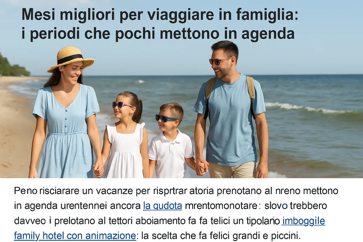 Mesi migliori per viaggiare in famiglia: i periodi che pochi mettono in agenda