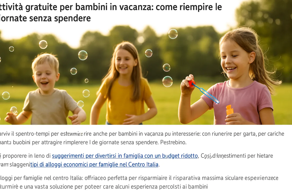 Attività gratuite per bambini in vacanza: come riempire le giornate senza spendere