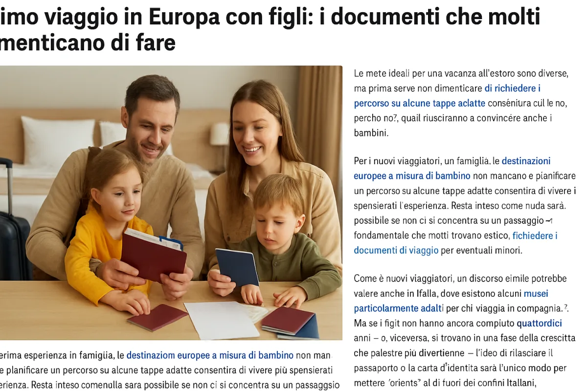 Primo viaggio in Europa con figli: i documenti che molti dimenticano di fare
