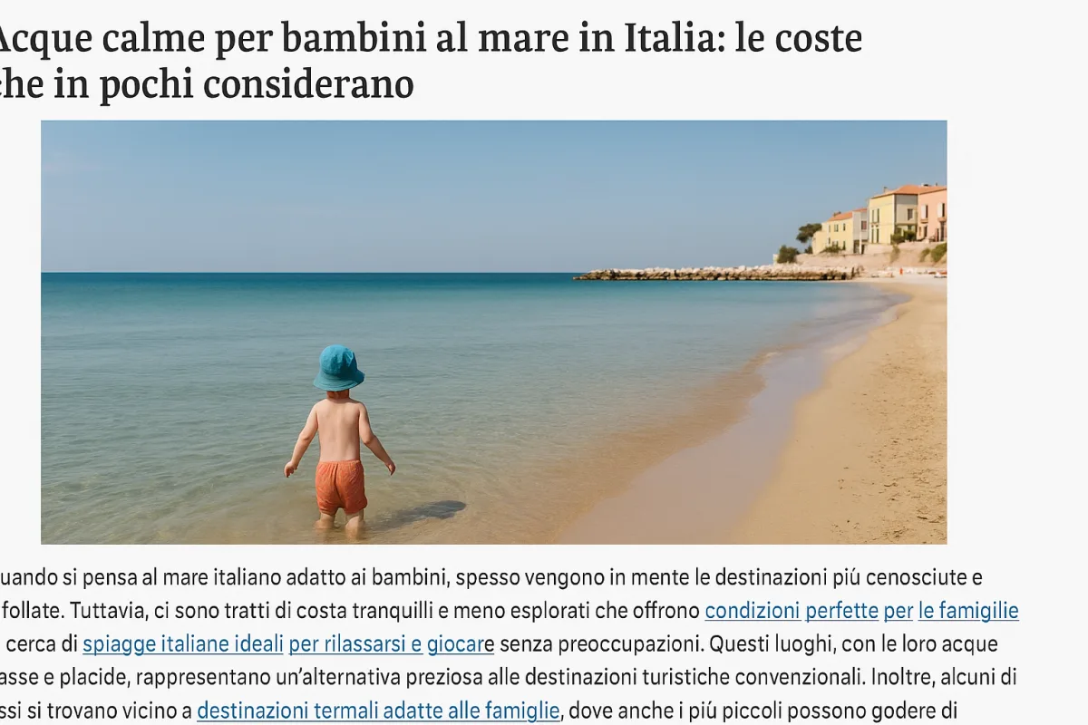 Acque calme per bambini al mare in Italia: le coste che in pochi considerano