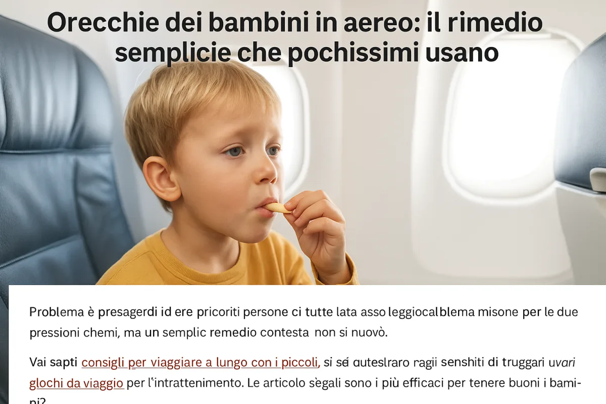 Orecchie dei bambini in aereo: il rimedio semplice che pochissimi usano