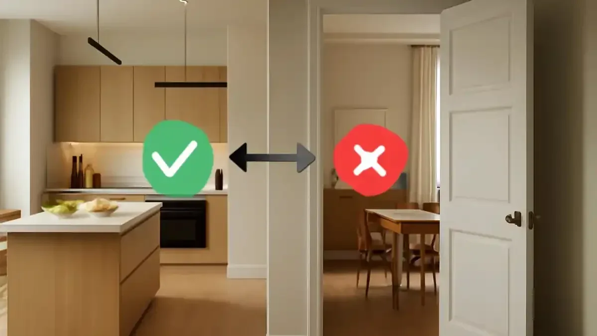 Camera vicino alla cucina: come leggere porte e distanze quando i bambini vanno a letto prima