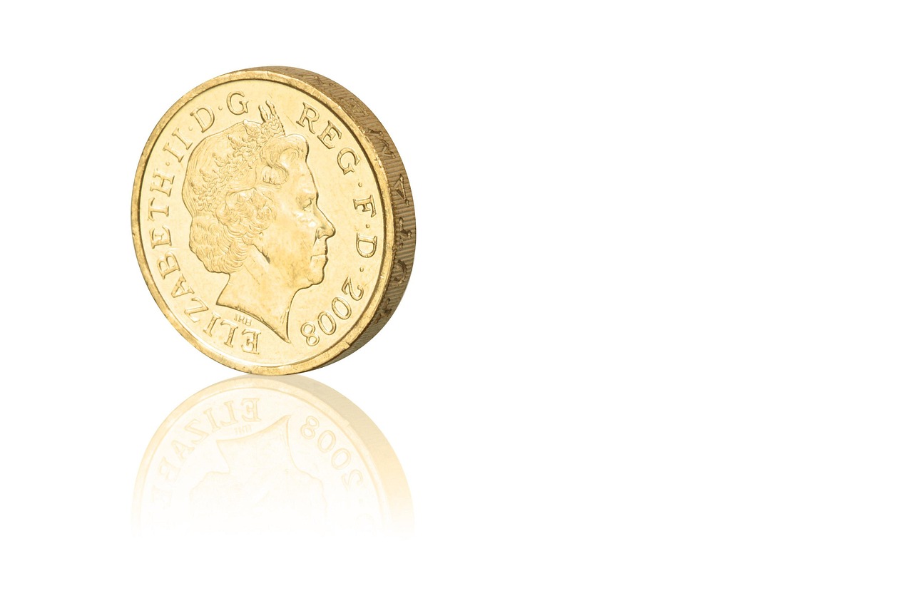 Sterlina d'oro su sfondo neutro, simbolo di investimento e collezionismo.